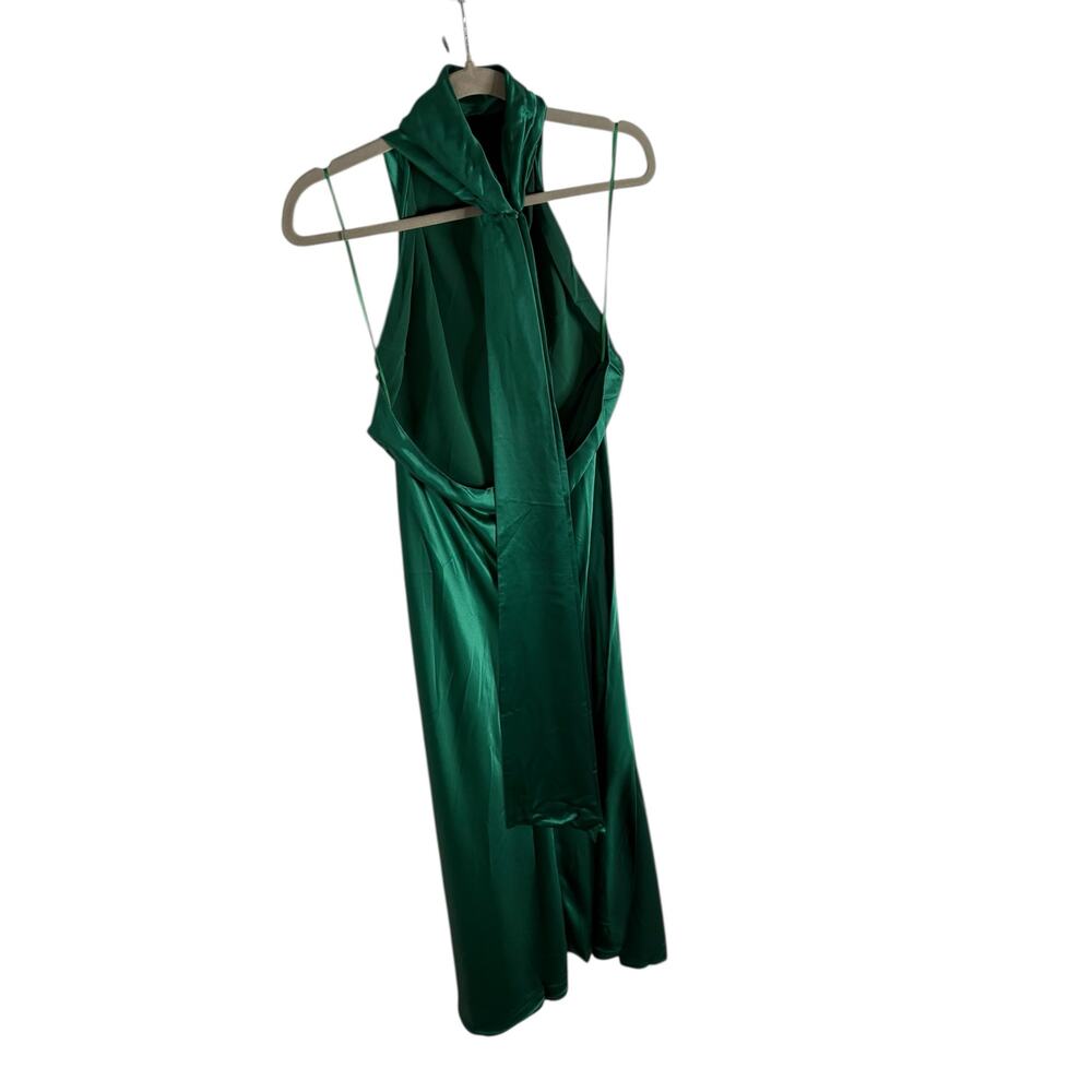 Sau Lee Penelope Halter Gown Maxi Satin Party Formal Gala Holidays Emerald Sz 8 - Picture 8 of 10